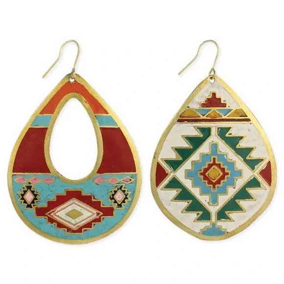 ZAD Colorful Tribal Teardrop Earrings - Picture 2 of 2